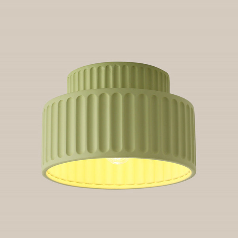 Contemporary Nordic Ribbed Resin 1-Light Semi-Flush Mount Ceiling Light for Hallways