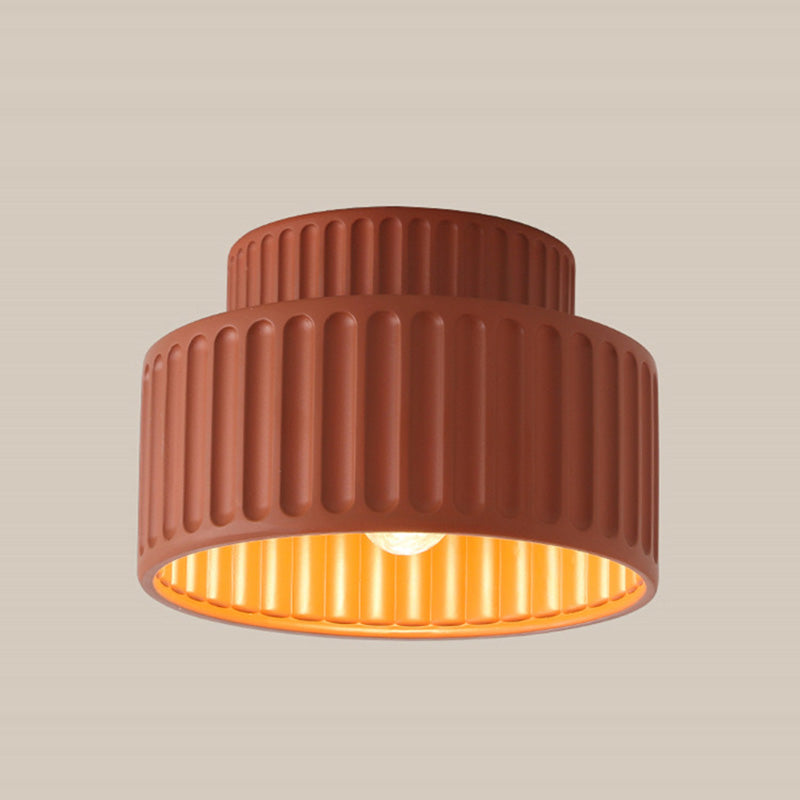 Contemporary Nordic Ribbed Resin 1-Light Semi-Flush Mount Ceiling Light for Hallways