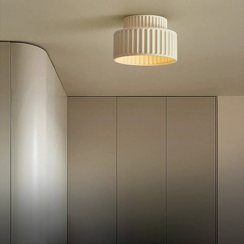 Contemporary Nordic Ribbed Resin 1-Light Semi-Flush Mount Ceiling Light for Hallways