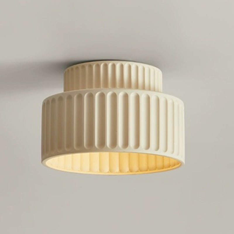 Contemporary Nordic Ribbed Resin 1-Light Semi-Flush Mount Ceiling Light for Hallways
