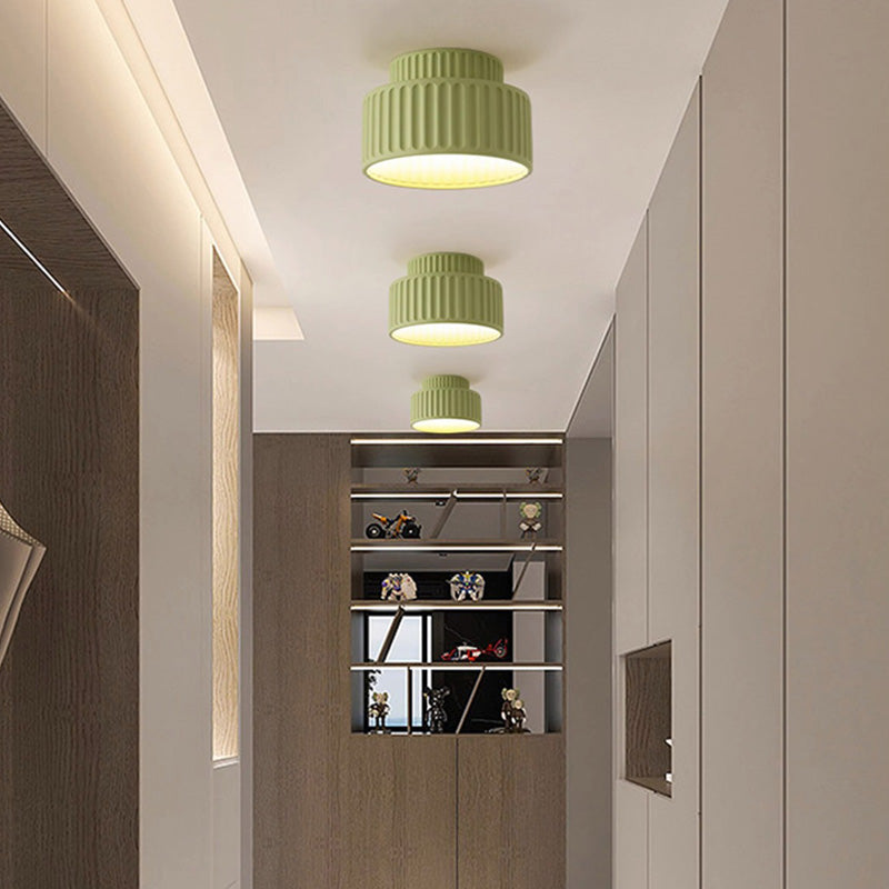 Contemporary Nordic Ribbed Resin 1-Light Semi-Flush Mount Ceiling Light for Hallways