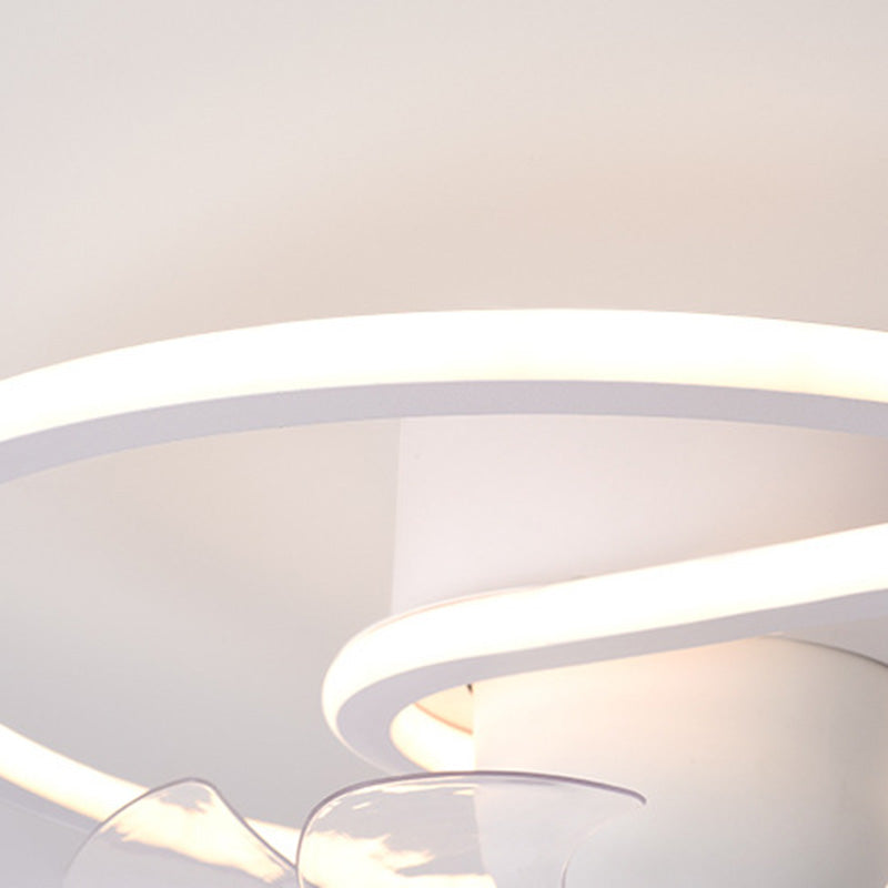 Contemporary LED Semi-Flush Mount Ceiling Fan Light for Living Room - Iron, Silicone, ABS, Round & Square Design