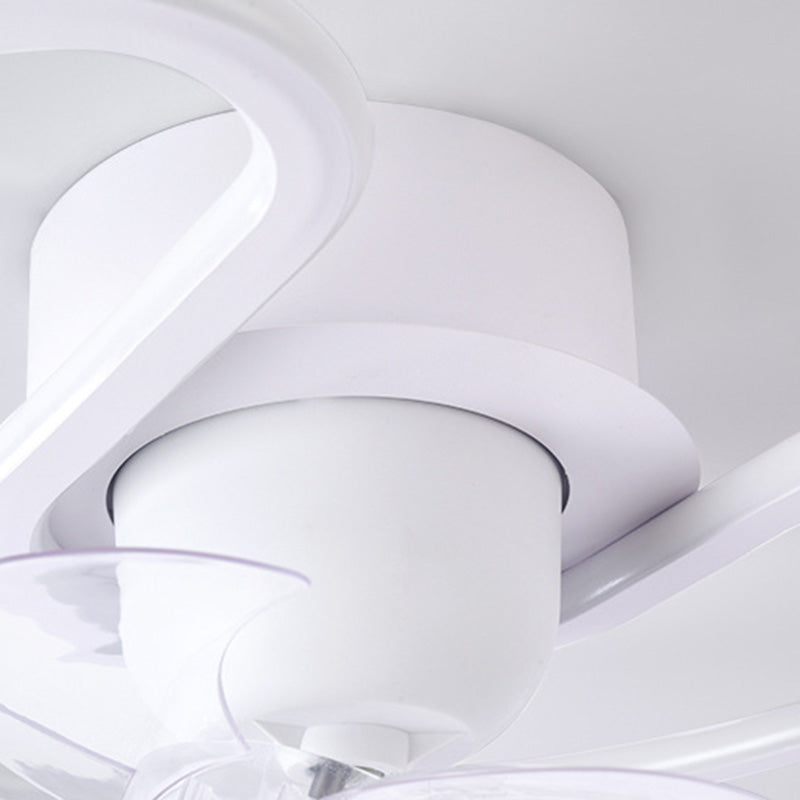 Contemporary LED Semi-Flush Mount Ceiling Fan Light for Living Room - Iron, Silicone, ABS, Round & Square Design