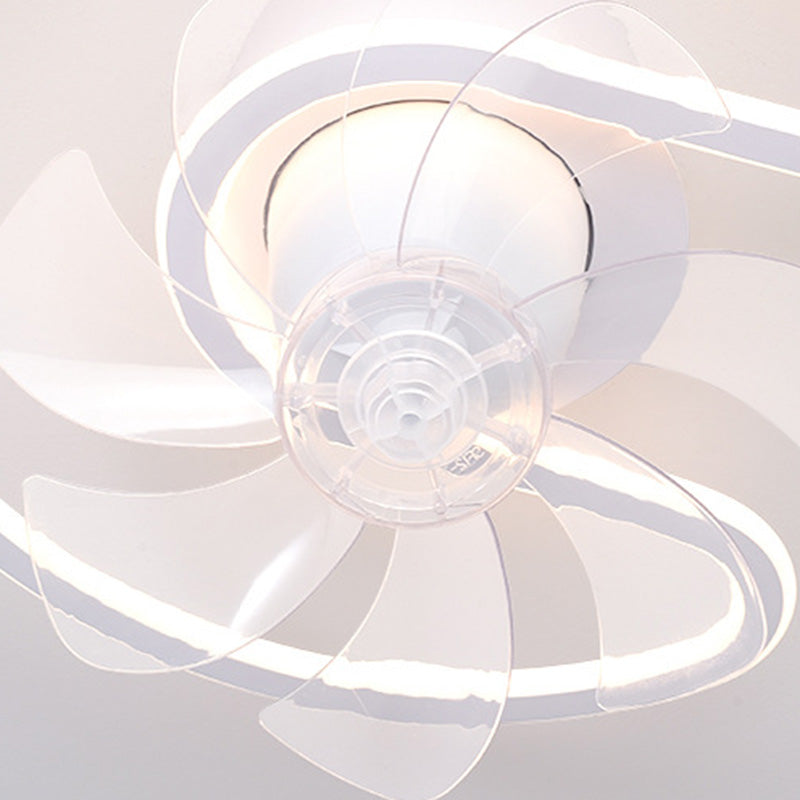 Contemporary LED Semi-Flush Mount Ceiling Fan Light for Living Room - Iron, Silicone, ABS, Round & Square Design
