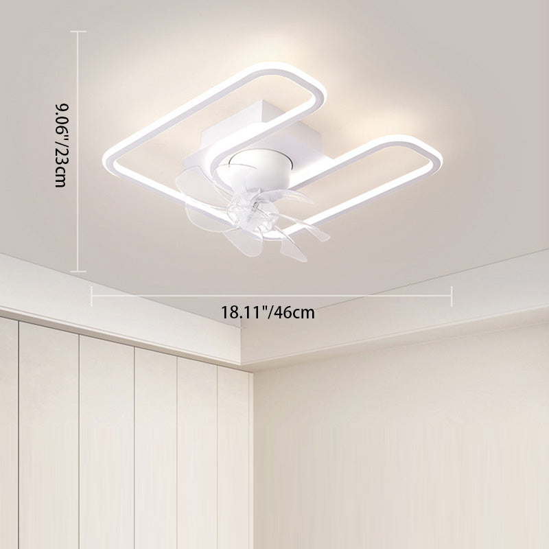 Contemporary LED Semi-Flush Mount Ceiling Fan Light for Living Room - Iron, Silicone, ABS, Round & Square Design