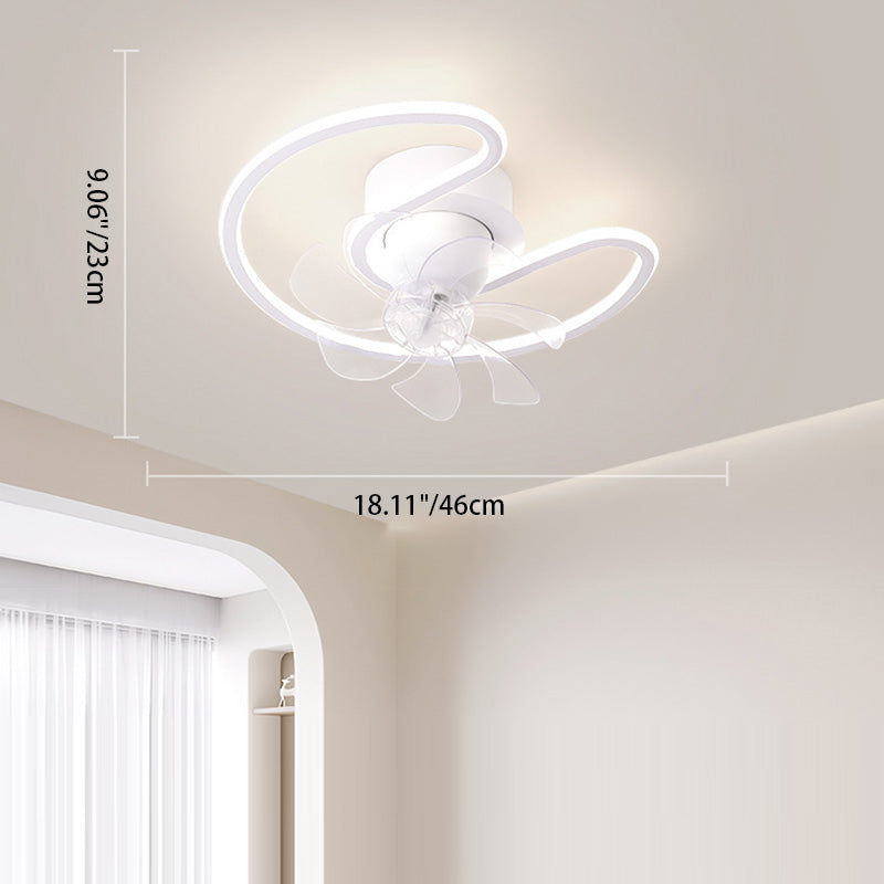 Contemporary LED Semi-Flush Mount Ceiling Fan Light for Living Room - Iron, Silicone, ABS, Round & Square Design