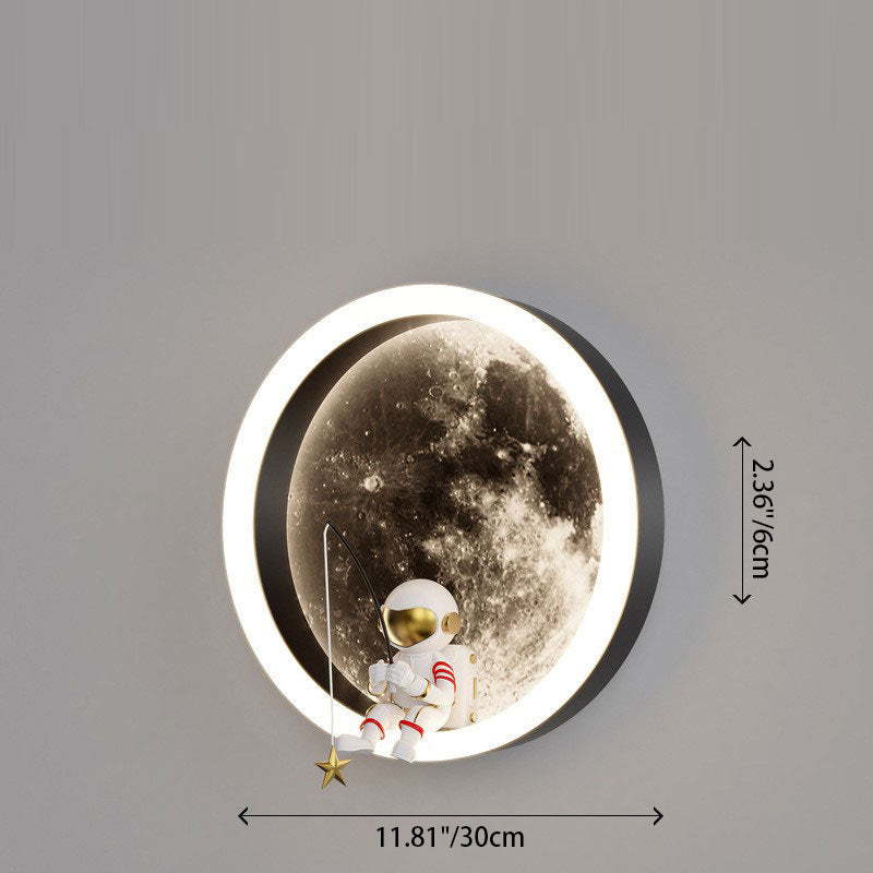 Contemporary Astronaut Wall Sconce Lamp for Kids Bedroom, Creative Space-Themed LED Acrylic Shade Light Fixture, Unique Decorative Galaxy Nightlight, Modern Children's Room Decor, Outer Space Lighting for Boys and Girls Rooms