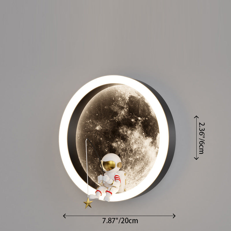 Contemporary Astronaut Wall Sconce Lamp for Kids Bedroom, Creative Space-Themed LED Acrylic Shade Light Fixture, Unique Decorative Galaxy Nightlight, Modern Children's Room Decor, Outer Space Lighting for Boys and Girls Rooms