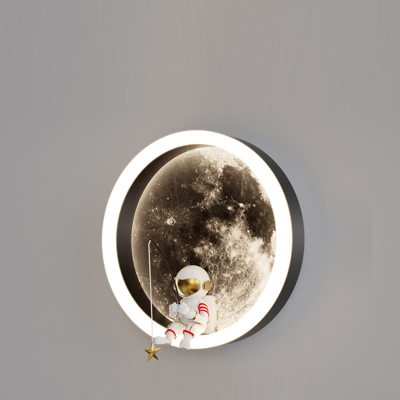 Contemporary Astronaut Wall Sconce Lamp for Kids Bedroom, Creative Space-Themed LED Acrylic Shade Light Fixture, Unique Decorative Galaxy Nightlight, Modern Children's Room Decor, Outer Space Lighting for Boys and Girls Rooms