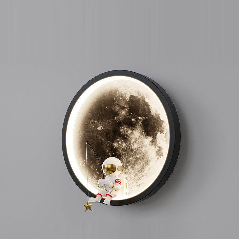 Contemporary Astronaut Wall Sconce Lamp for Kids Bedroom, Creative Space-Themed LED Acrylic Shade Light Fixture, Unique Decorative Galaxy Nightlight, Modern Children's Room Decor, Outer Space Lighting for Boys and Girls Rooms