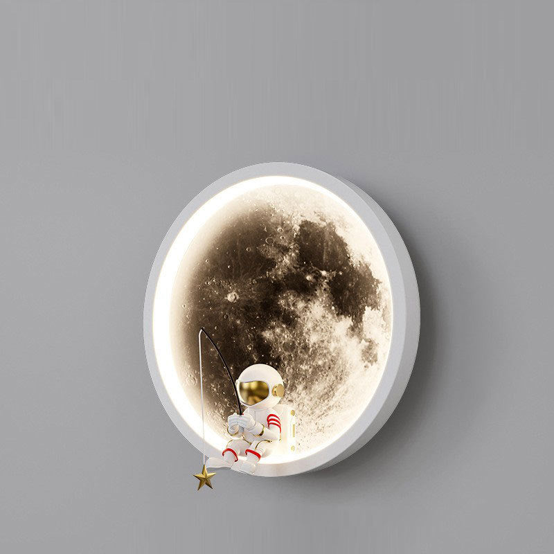 Contemporary Astronaut Wall Sconce Lamp for Kids Bedroom, Creative Space-Themed LED Acrylic Shade Light Fixture, Unique Decorative Galaxy Nightlight, Modern Children's Room Decor, Outer Space Lighting for Boys and Girls Rooms