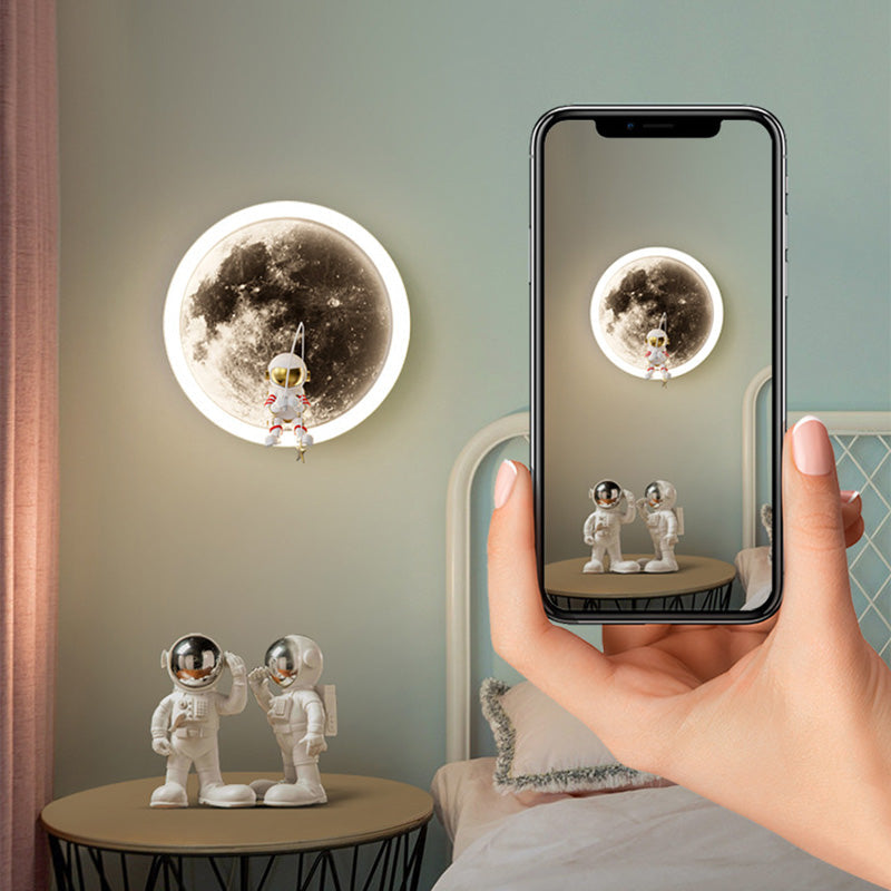 Contemporary Astronaut Wall Sconce Lamp for Kids Bedroom, Creative Space-Themed LED Acrylic Shade Light Fixture, Unique Decorative Galaxy Nightlight, Modern Children's Room Decor, Outer Space Lighting for Boys and Girls Rooms