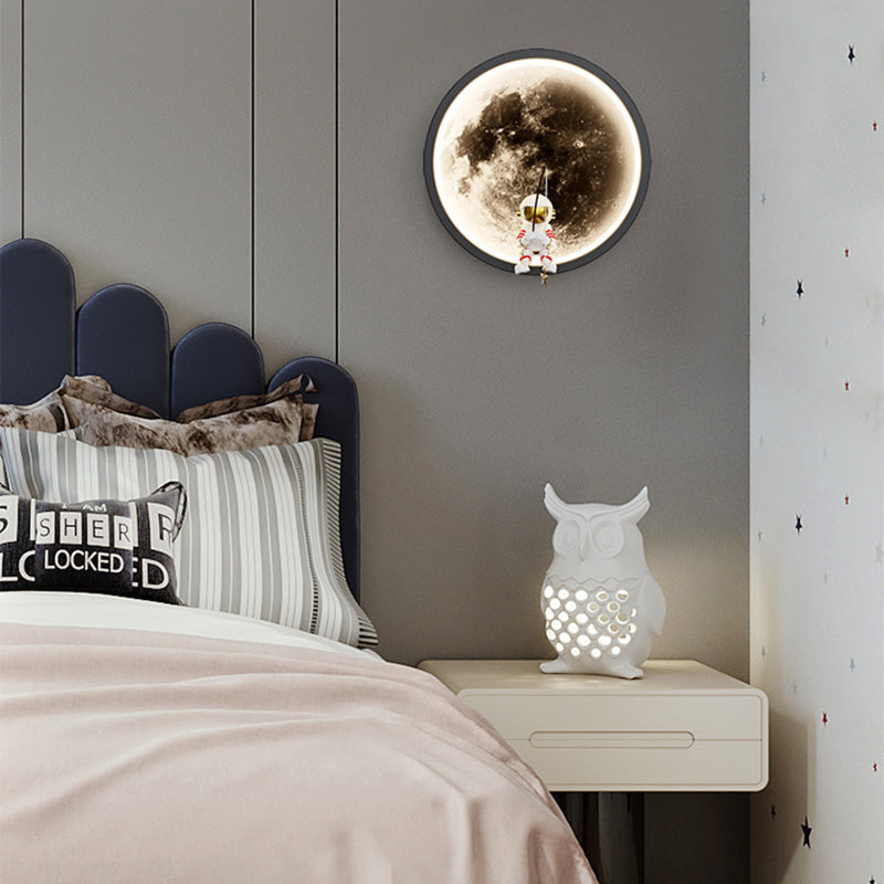 Contemporary Astronaut Wall Sconce Lamp for Kids Bedroom, Creative Space-Themed LED Acrylic Shade Light Fixture, Unique Decorative Galaxy Nightlight, Modern Children's Room Decor, Outer Space Lighting for Boys and Girls Rooms