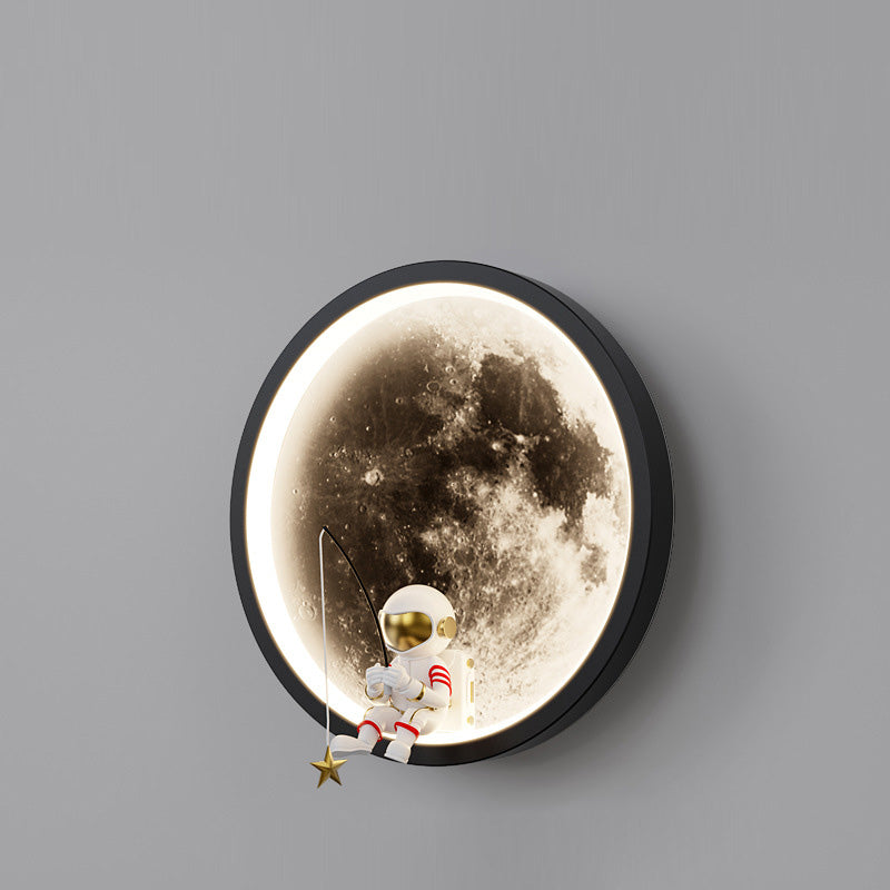 Contemporary Astronaut Wall Sconce Lamp for Kids Bedroom, Creative Space-Themed LED Acrylic Shade Light Fixture, Unique Decorative Galaxy Nightlight, Modern Children's Room Decor, Outer Space Lighting for Boys and Girls Rooms