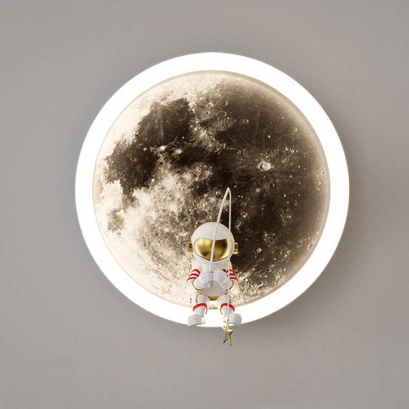 Contemporary Astronaut Wall Sconce Lamp for Kids Bedroom, Creative Space-Themed LED Acrylic Shade Light Fixture, Unique Decorative Galaxy Nightlight, Modern Children's Room Decor, Outer Space Lighting for Boys and Girls Rooms