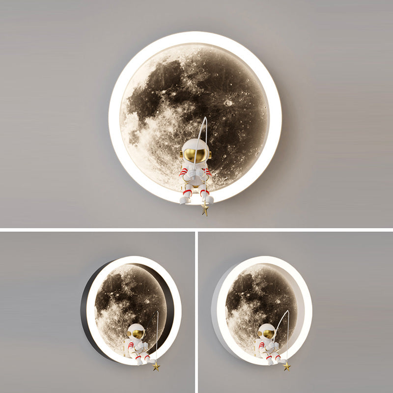 Contemporary Astronaut Wall Sconce Lamp for Kids Bedroom, Creative Space-Themed LED Acrylic Shade Light Fixture, Unique Decorative Galaxy Nightlight, Modern Children's Room Decor, Outer Space Lighting for Boys and Girls Rooms