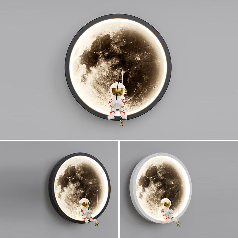 Contemporary Astronaut Wall Sconce Lamp for Kids Bedroom, Creative Space-Themed LED Acrylic Shade Light Fixture, Unique Decorative Galaxy Nightlight, Modern Children's Room Decor, Outer Space Lighting for Boys and Girls Rooms
