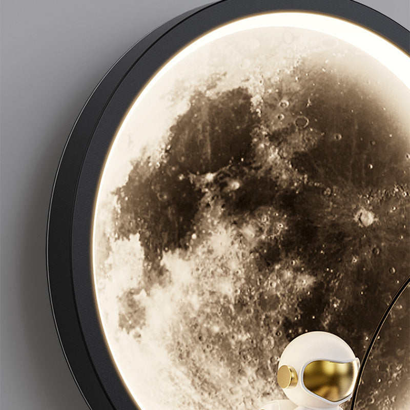 Contemporary Astronaut Wall Sconce Lamp for Kids Bedroom, Creative Space-Themed LED Acrylic Shade Light Fixture, Unique Decorative Galaxy Nightlight, Modern Children's Room Decor, Outer Space Lighting for Boys and Girls Rooms