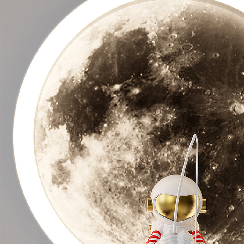 Contemporary Astronaut Wall Sconce Lamp for Kids Bedroom, Creative Space-Themed LED Acrylic Shade Light Fixture, Unique Decorative Galaxy Nightlight, Modern Children's Room Decor, Outer Space Lighting for Boys and Girls Rooms