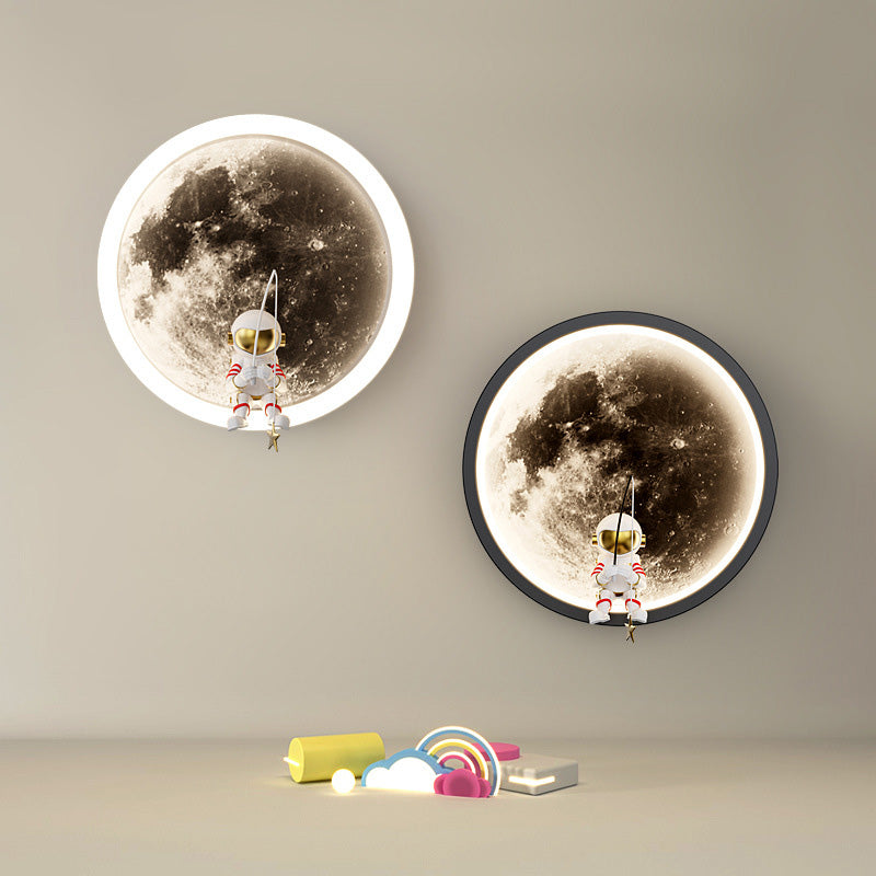 Contemporary Astronaut Wall Sconce Lamp for Kids Bedroom, Creative Space-Themed LED Acrylic Shade Light Fixture, Unique Decorative Galaxy Nightlight, Modern Children's Room Decor, Outer Space Lighting for Boys and Girls Rooms