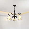 Traditional Tiffany Conical Stained Glass Chandelier - 3/5/6/8 Light Iron Hardware for Living Room