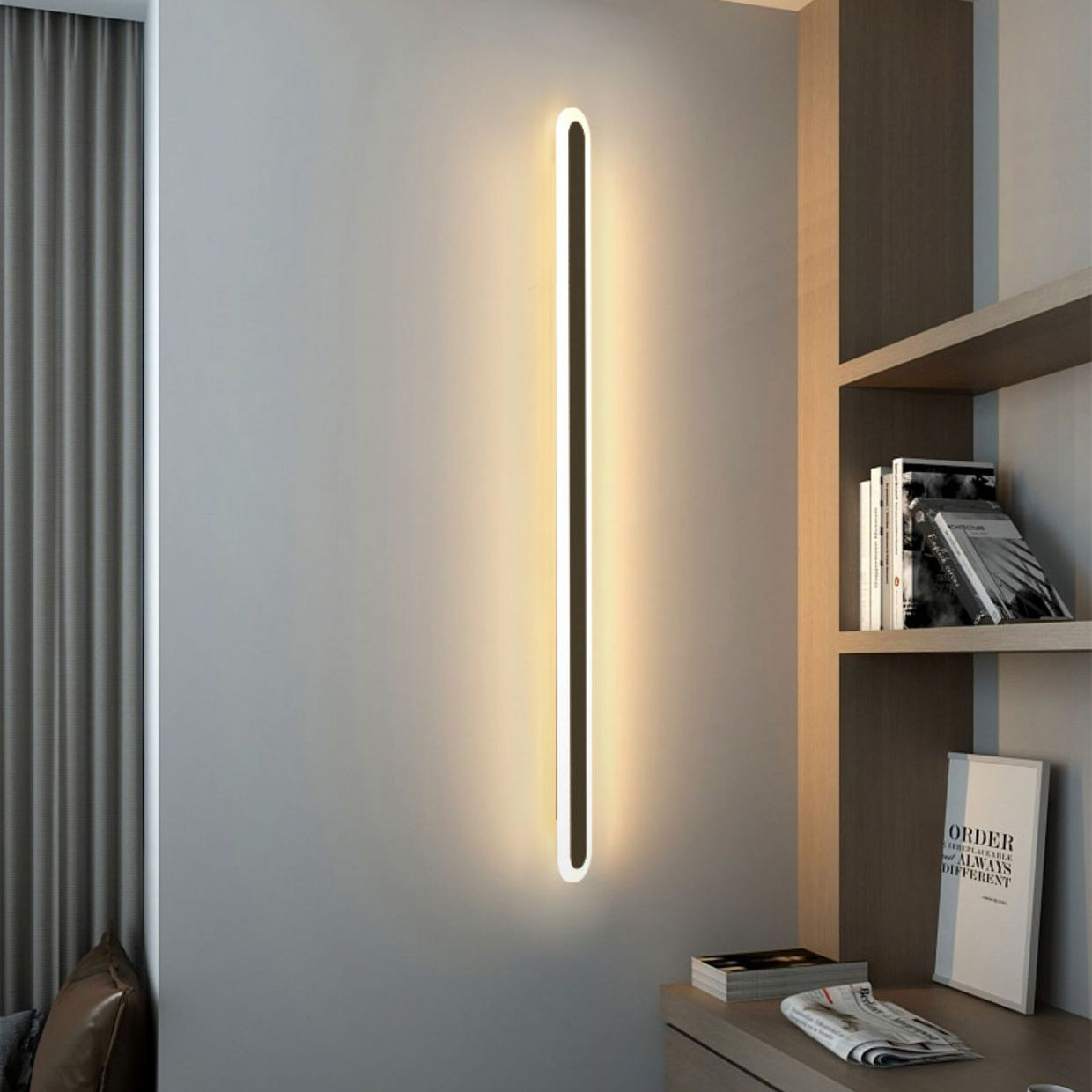 Modern Minimalist LED Wall Sconce - Rectangle Long Line Iron Acrylic Lamp for Living Room