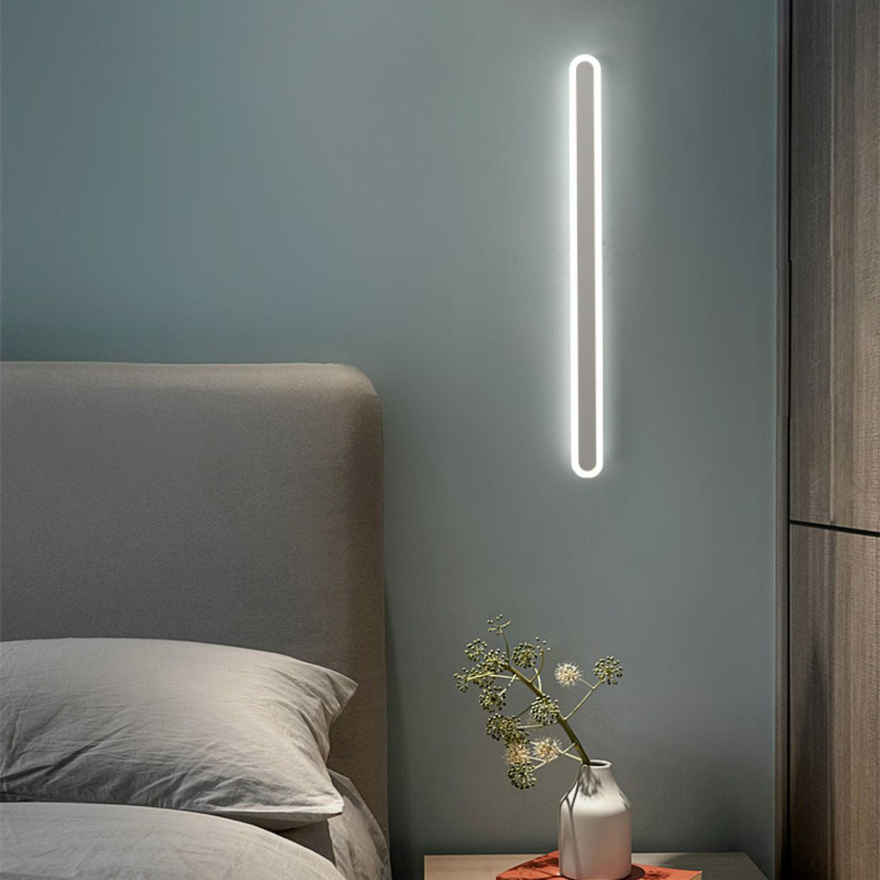Modern Minimalist LED Wall Sconce - Rectangle Long Line Iron Acrylic Lamp for Living Room