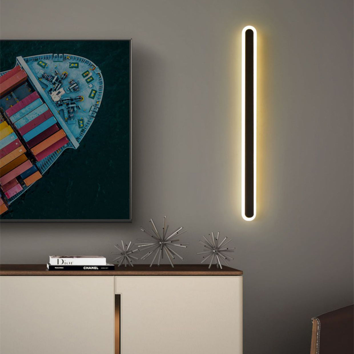 Modern Minimalist LED Wall Sconce - Rectangle Long Line Iron Acrylic Lamp for Living Room