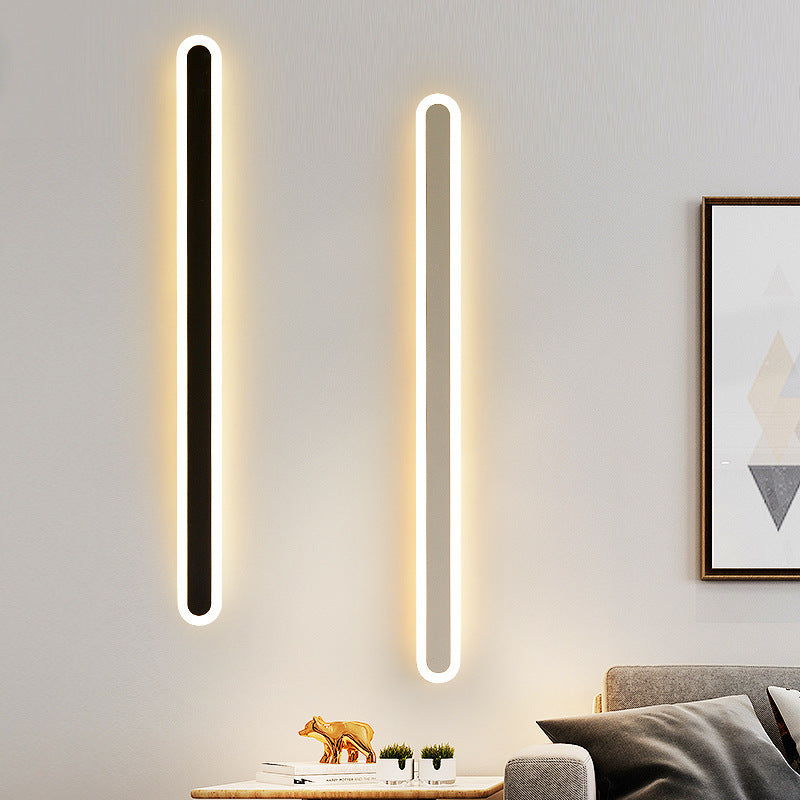 Modern Minimalist LED Wall Sconce - Rectangle Long Line Iron Acrylic Lamp for Living Room