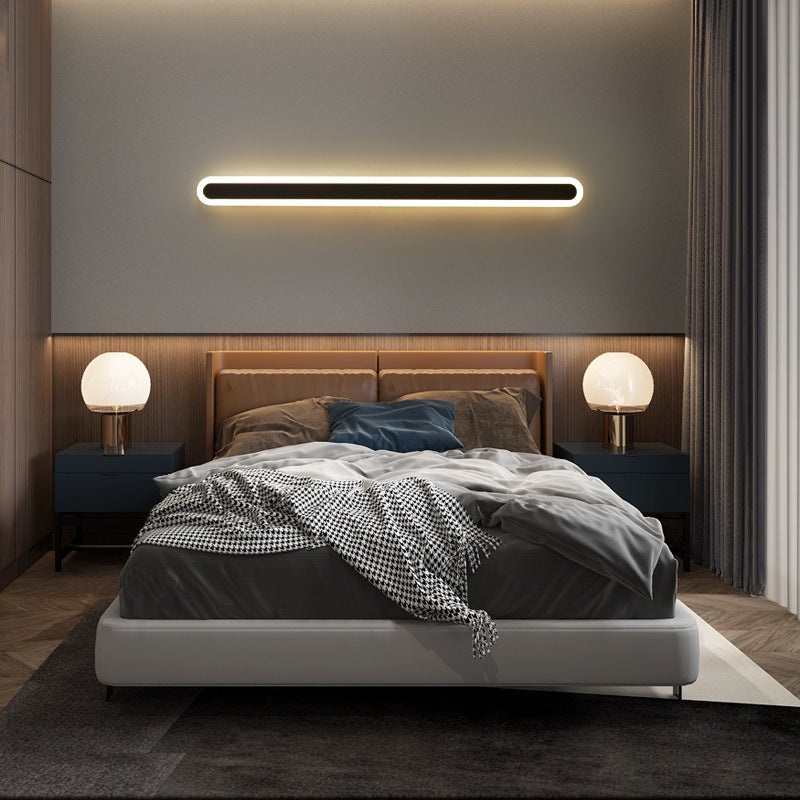 Modern Minimalist LED Wall Sconce - Rectangle Long Line Iron Acrylic Lamp for Living Room