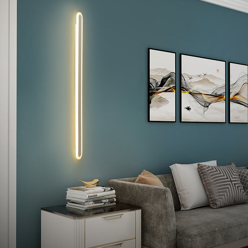 Modern Minimalist LED Wall Sconce - Rectangle Long Line Iron Acrylic Lamp for Living Room