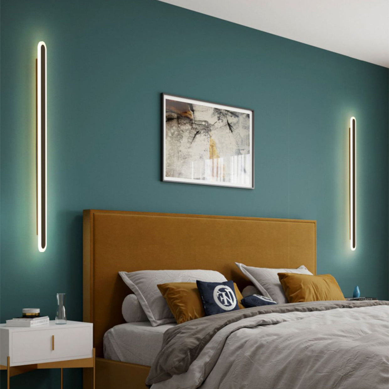 Modern Minimalist LED Wall Sconce - Rectangle Long Line Iron Acrylic Lamp for Living Room