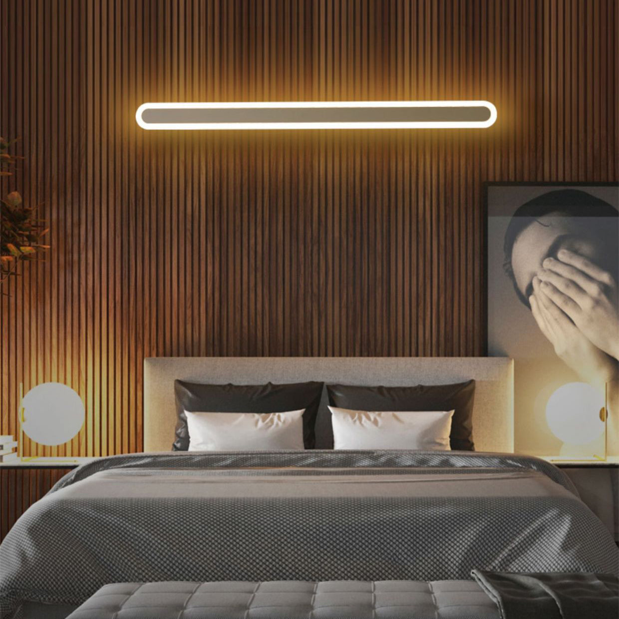 Modern Minimalist LED Wall Sconce - Rectangle Long Line Iron Acrylic Lamp for Living Room