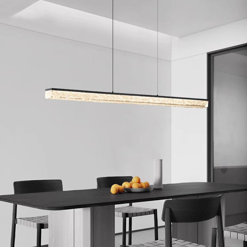 Modern Minimalist LED Island Light Chandelier for Dining Room - Long Strip Iron & Acrylic Design
