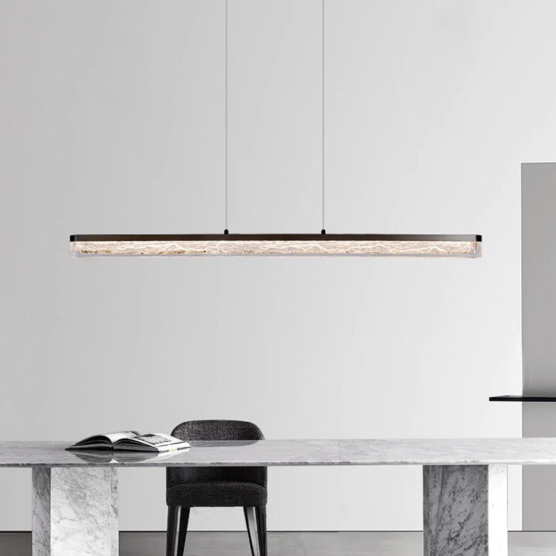 Modern Minimalist LED Island Light Chandelier for Dining Room - Long Strip Iron & Acrylic Design