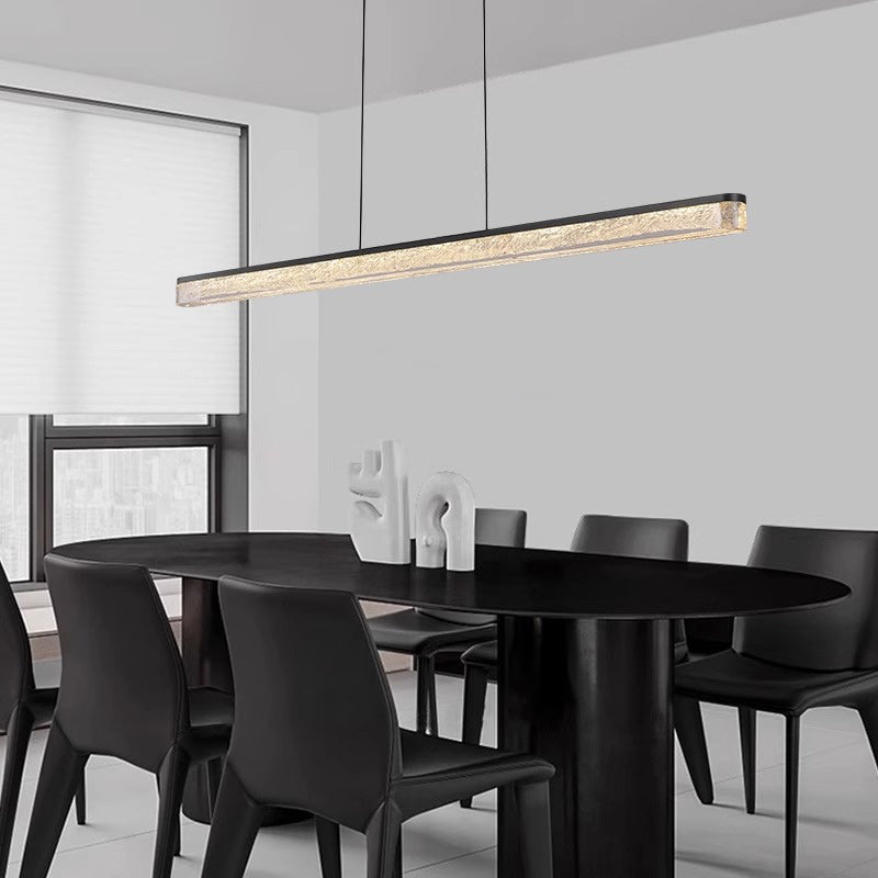 Modern Minimalist LED Island Light Chandelier for Dining Room - Long Strip Iron & Acrylic Design