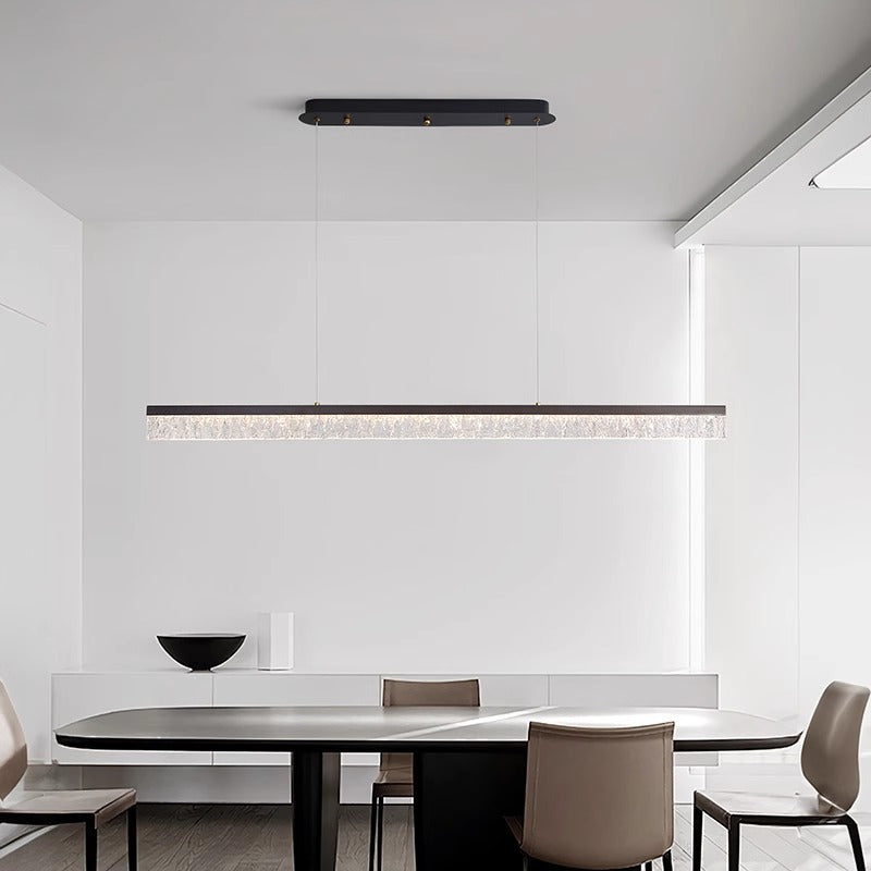 Modern Minimalist LED Island Light Chandelier for Dining Room - Long Strip Iron & Acrylic Design