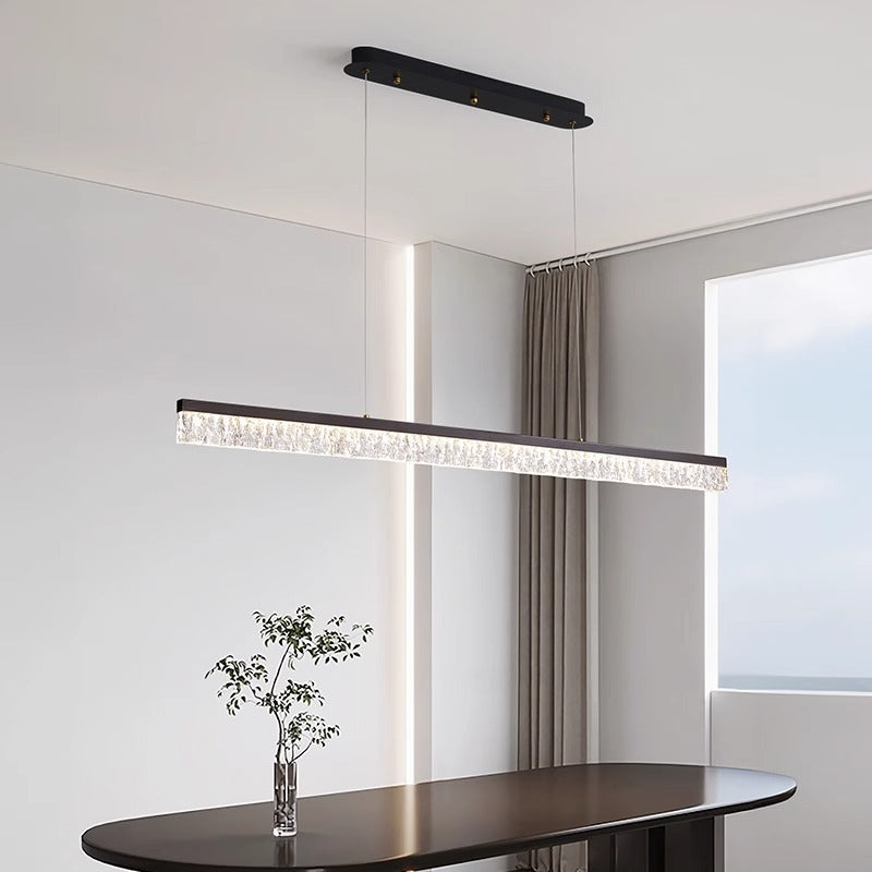 Modern Minimalist LED Island Light Chandelier for Dining Room - Long Strip Iron & Acrylic Design