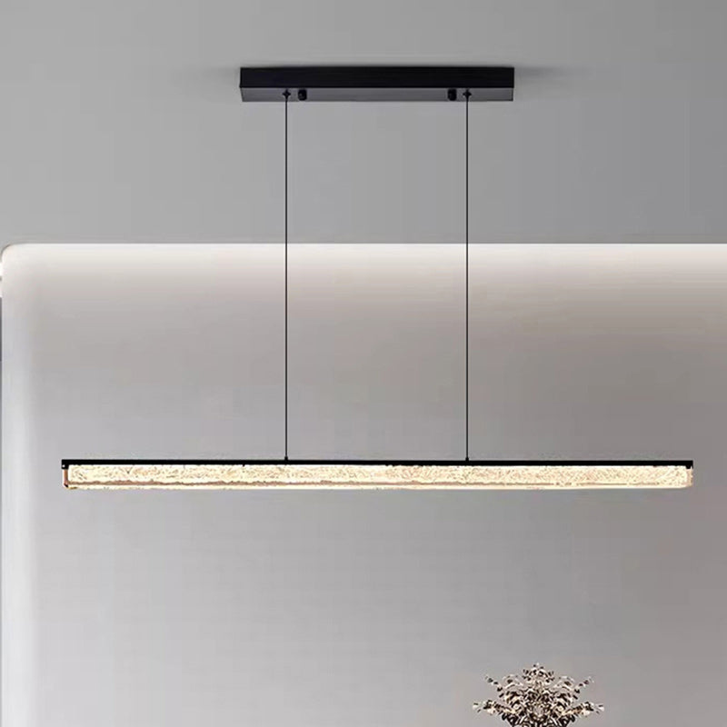 Modern Minimalist LED Island Light Chandelier for Dining Room - Long Strip Iron & Acrylic Design