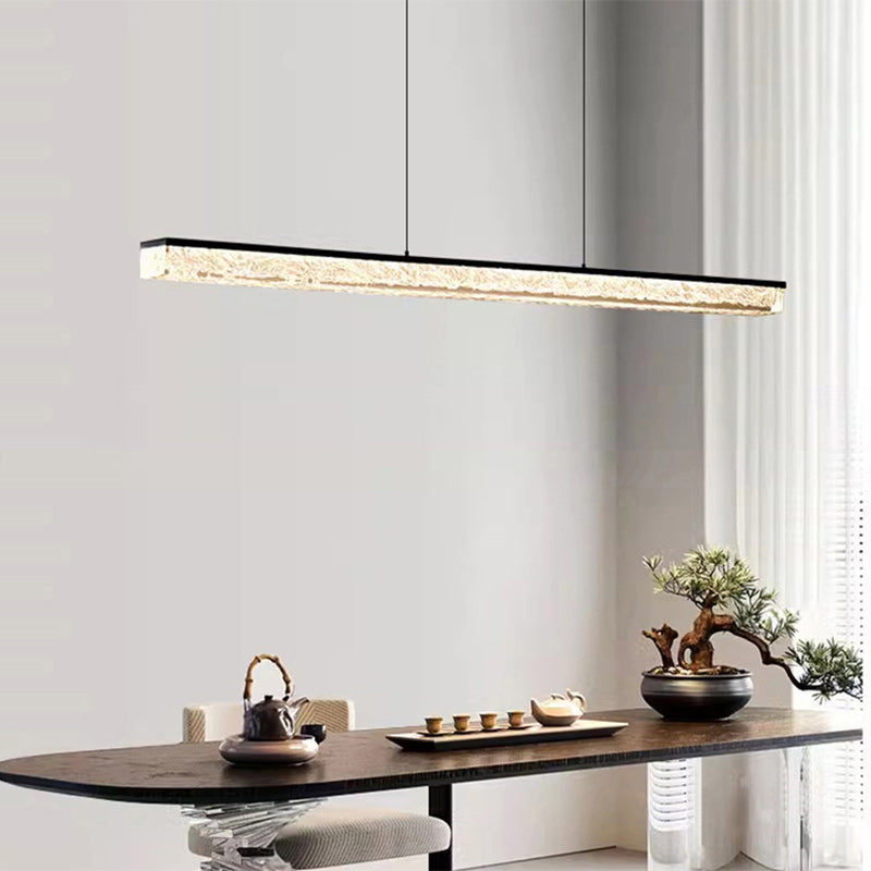 Modern Minimalist LED Island Light Chandelier for Dining Room - Long Strip Iron & Acrylic Design