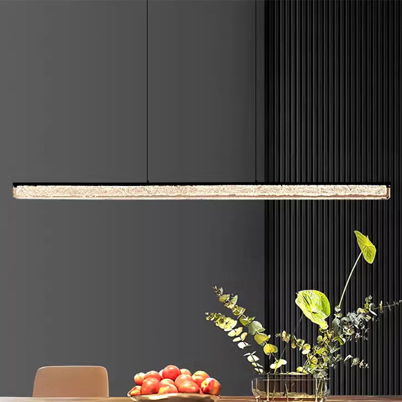 Modern Minimalist LED Island Light Chandelier for Dining Room - Long Strip Iron & Acrylic Design