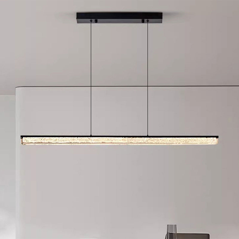 Modern Minimalist LED Island Light Chandelier for Dining Room - Long Strip Iron & Acrylic Design