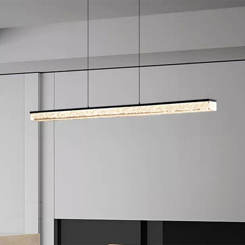Modern Minimalist LED Island Light Chandelier for Dining Room - Long Strip Iron & Acrylic Design