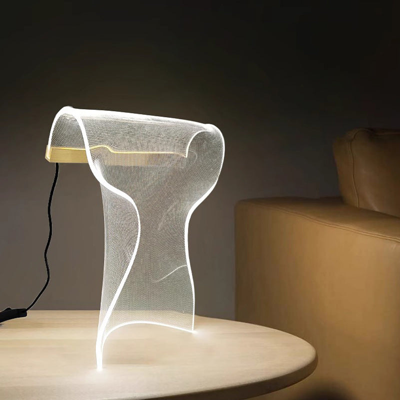 Contemporary Creative Irregular Transparent Aluminum Acrylic LED Table Lamp for Bedroom, Modern Home Lighting, Stylish Nightstand Light, Decorative LED Desk Lamp, Unique Acrylic Design, Energy-Efficient Lighting Solution, Ambient Bedroom Decor, Soft Glow