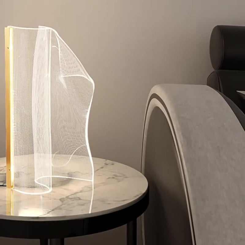 Contemporary Translucent Aluminum Acrylic LED Table Lamp for Bedroom