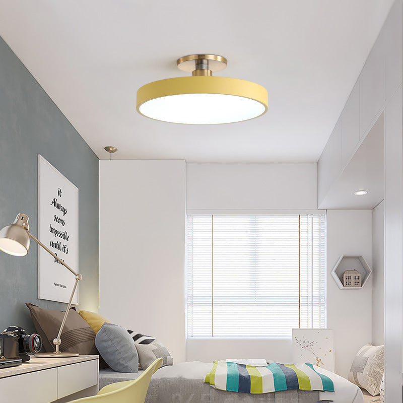 Modern Minimalist Round Acrylic LED Ceiling Light for Bedroom Semi-Flush Mount