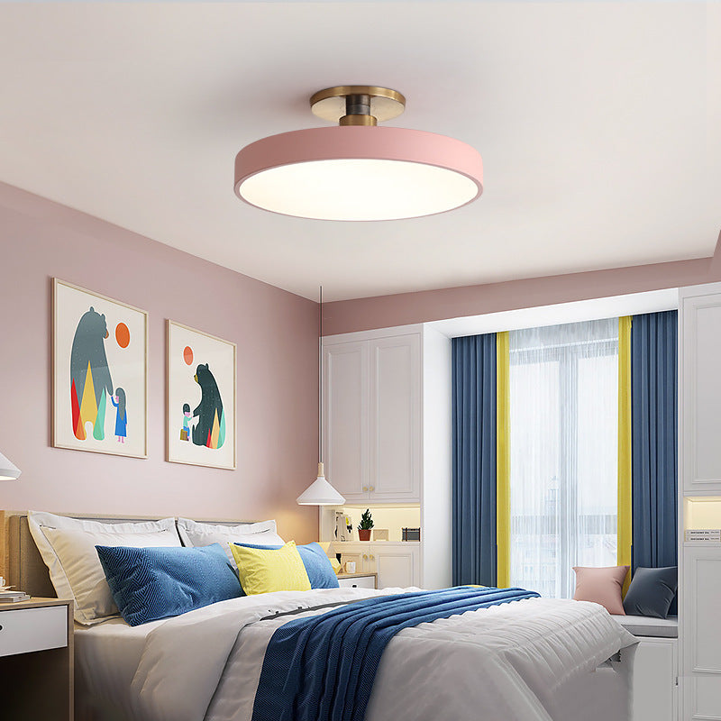 Modern Minimalist Round Acrylic LED Ceiling Light for Bedroom Semi-Flush Mount