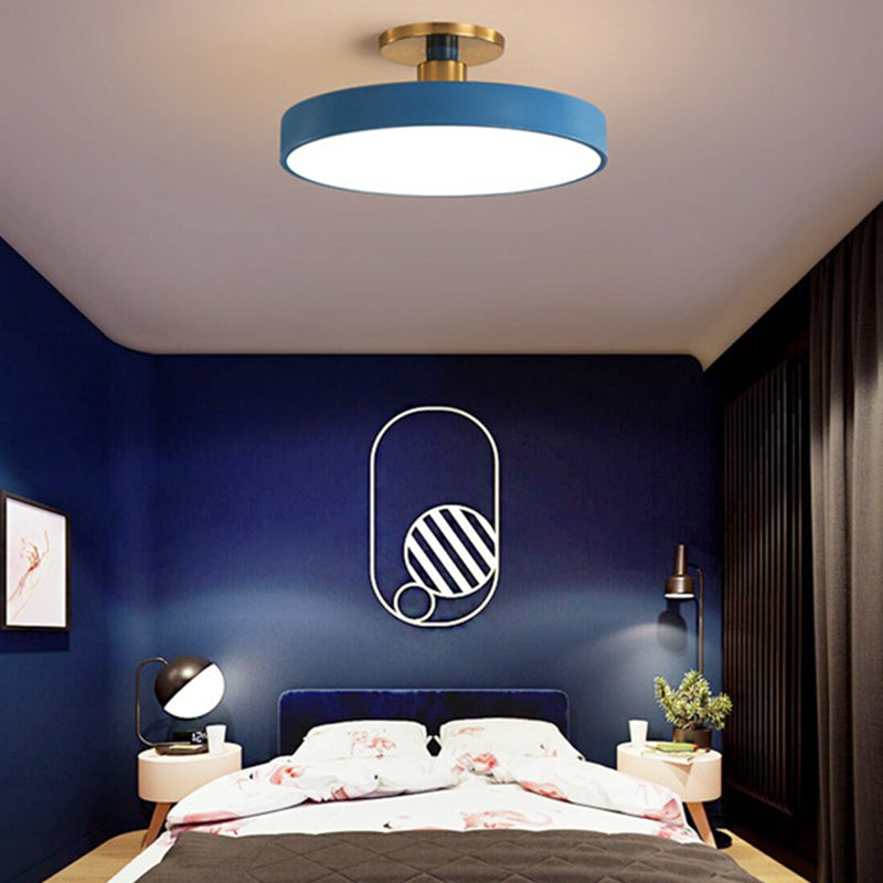 Modern Minimalist Round Acrylic LED Ceiling Light for Bedroom Semi-Flush Mount