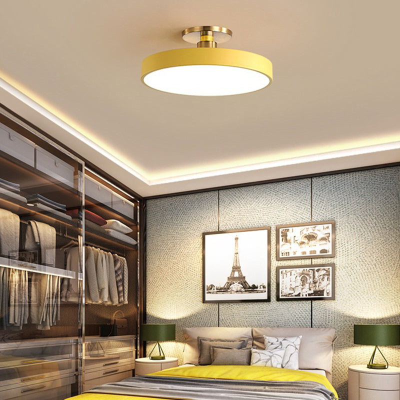 Modern Minimalist Round Acrylic LED Ceiling Light for Bedroom Semi-Flush Mount