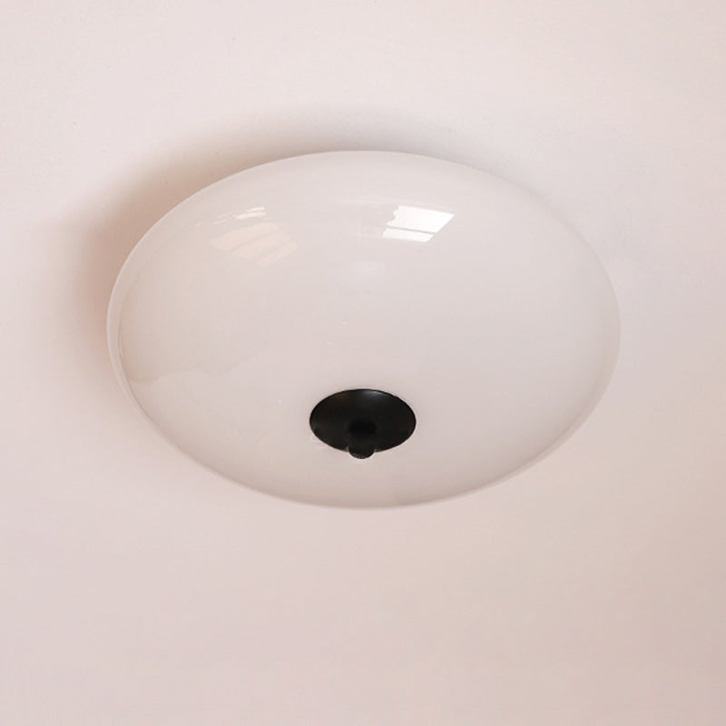 Modern Art Deco Drum Opal Iron Glass LED Semi-Flush Ceiling Light for Bedroom